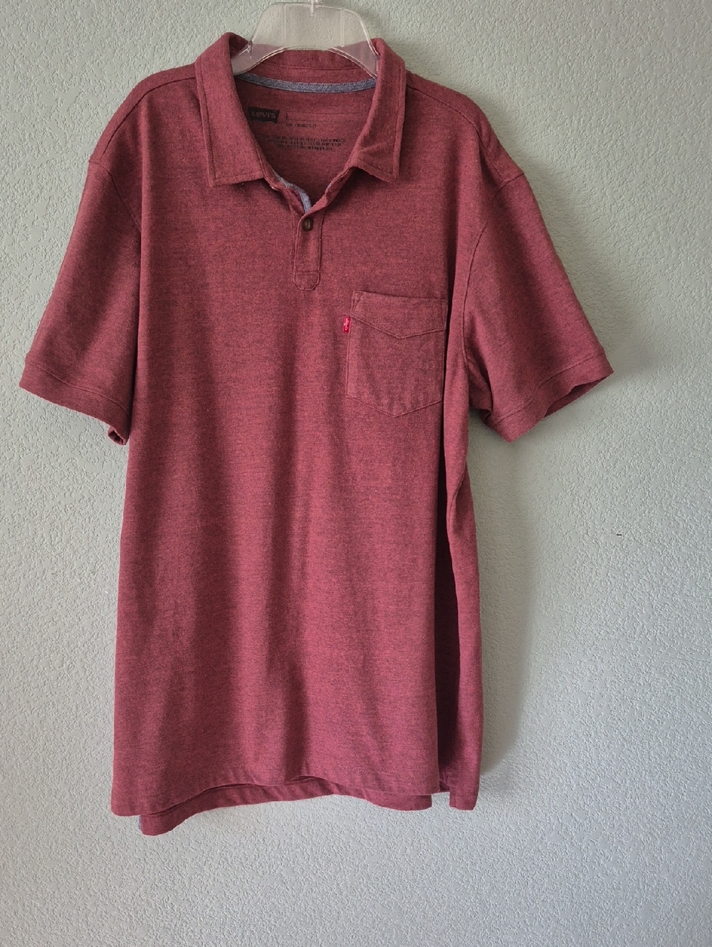 Levi's Men's Heathered Brick Red Polo with Chest Pocket